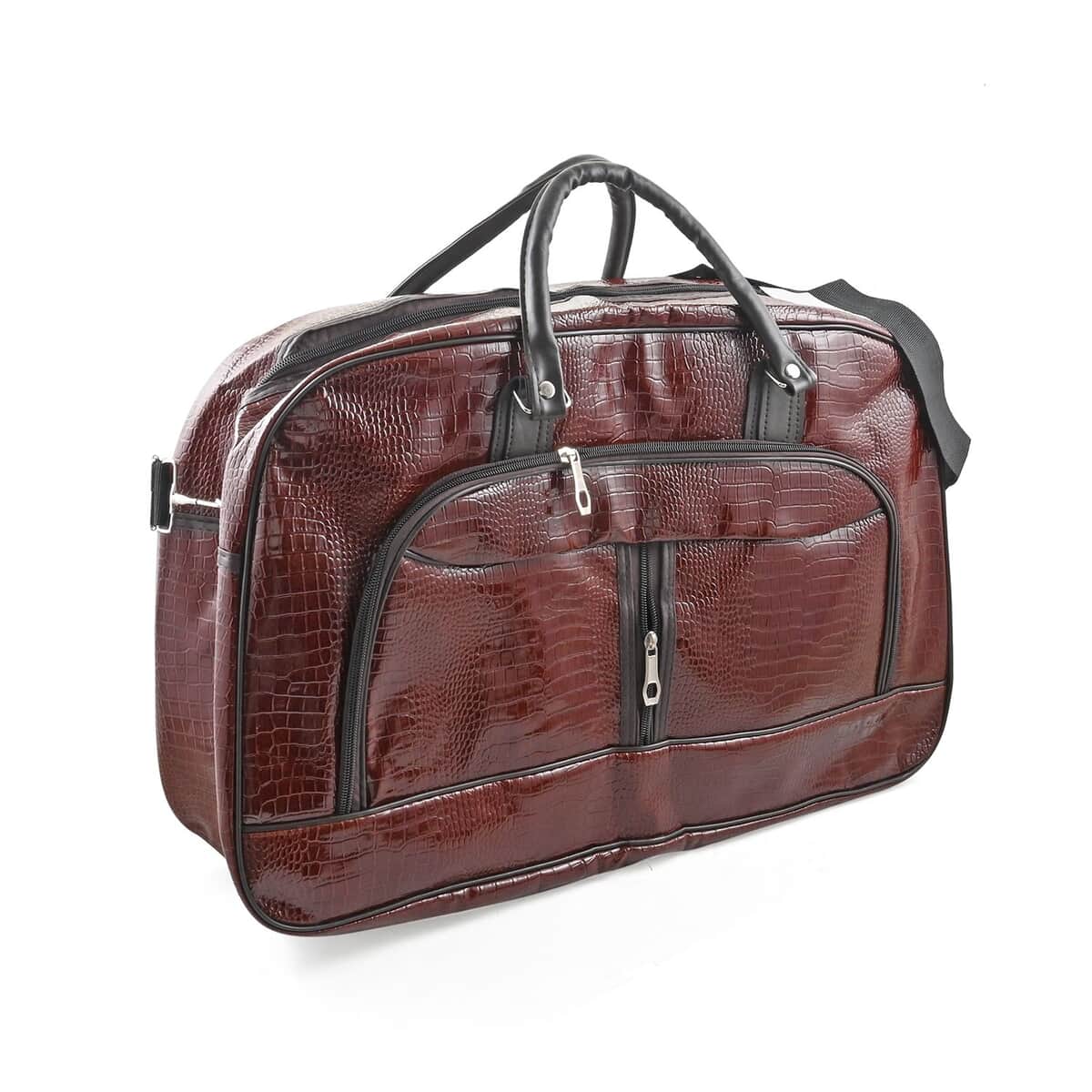 Hong Kong Closeout Deal Vintage Crocodile Pattern Faux Leather Travel Bag with Shoulder Strap image number 1