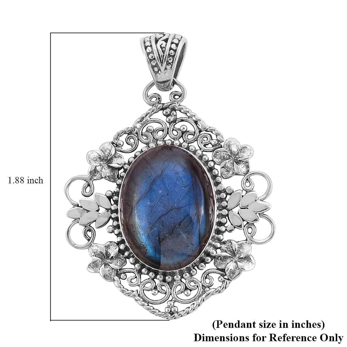 Bali Legacy Malagasy Labradorite Carved Pendant in Sterling Silver 7 Grams 20.00 ctw image number 4