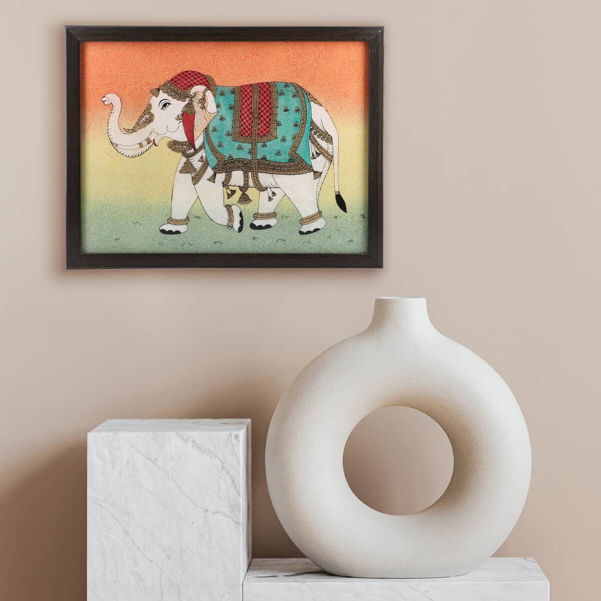 Handcrafted Gemstone Elephant Wall Painting (0.88 lbs) image number 1