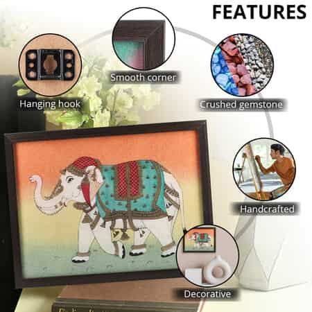 Handcrafted Gemstone Elephant Wall Painting (0.88 lbs) image number 2