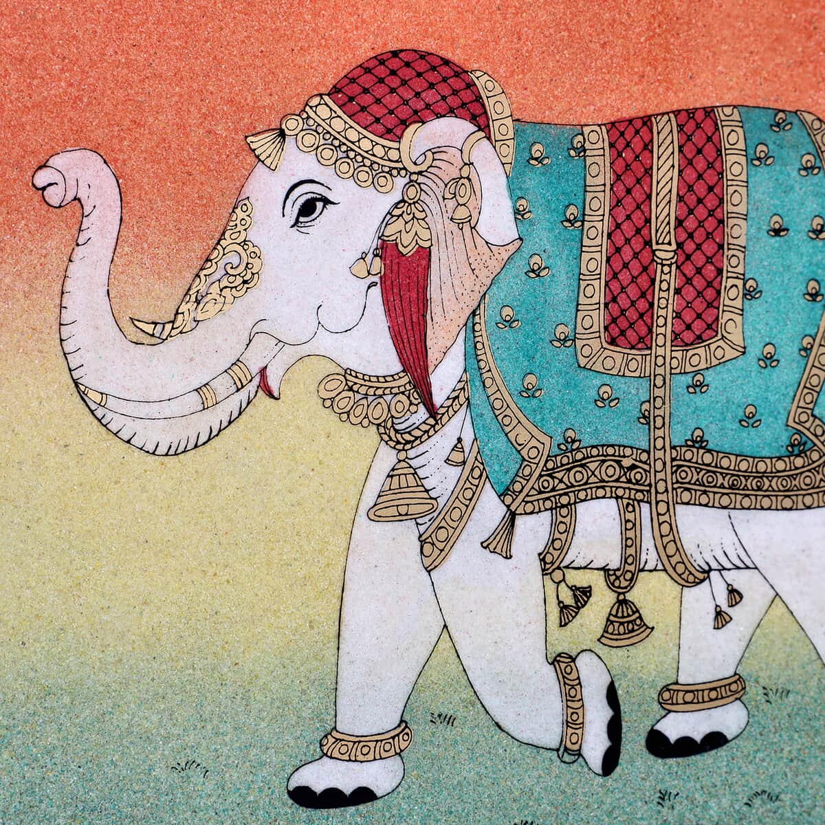 Handcrafted Gemstone Elephant Wall Painting (0.88 lbs) image number 6