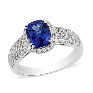 RHAPSODY 950 Platinum AAAA Tanzanite and E-F VS Diamond Ring (Size 9.0) 7.75 Grams 2.10 ctw