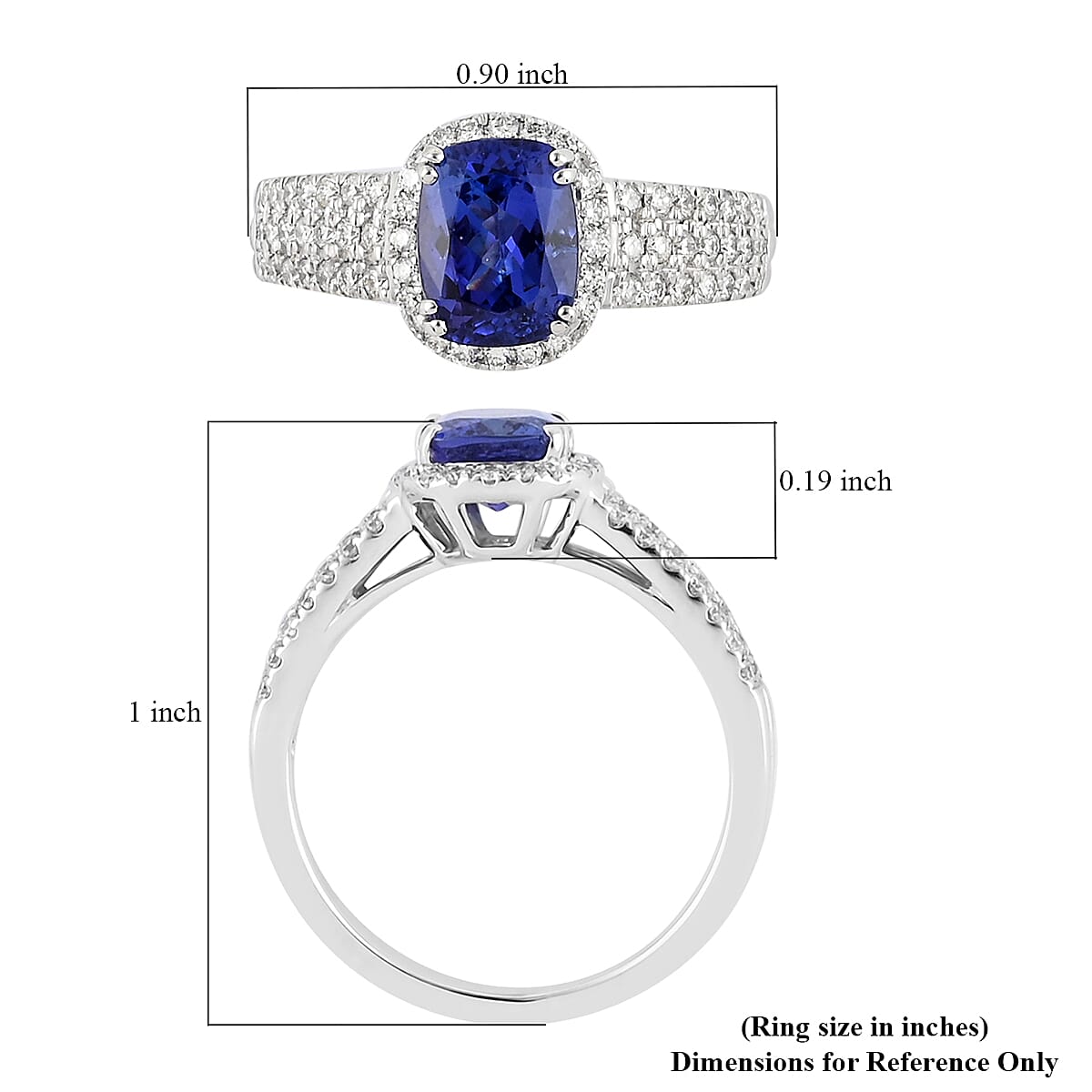 RHAPSODY 950 Platinum AAAA Tanzanite and E-F VS Diamond Ring (Size 9.0) 7.75 Grams 2.10 ctw image number 5