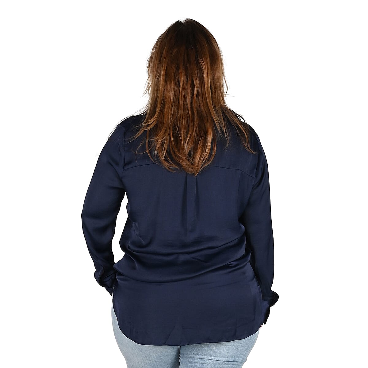 KAKTUS 3/4 Sleeve Black V-Neck Top with Button Detail - Size XL image number 1