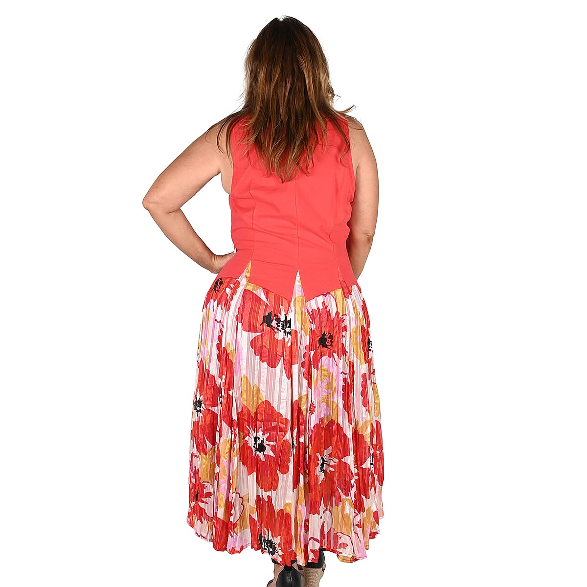 KAKTUS Red and White Poppy Seed Bubble Dress with Dart Bodice - (Size 2x) image number 1