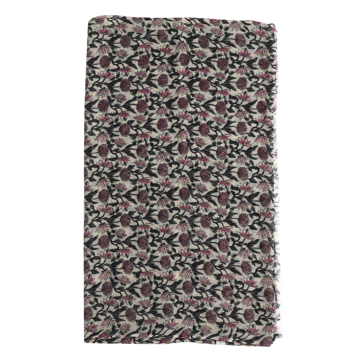 100% Merino Wool White & Pink Scarf image number 4