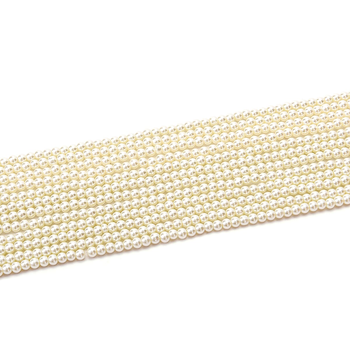 Simulated White Color Pearl Multi Strand Necklace 21-24 Inches in Silvertone image number 2