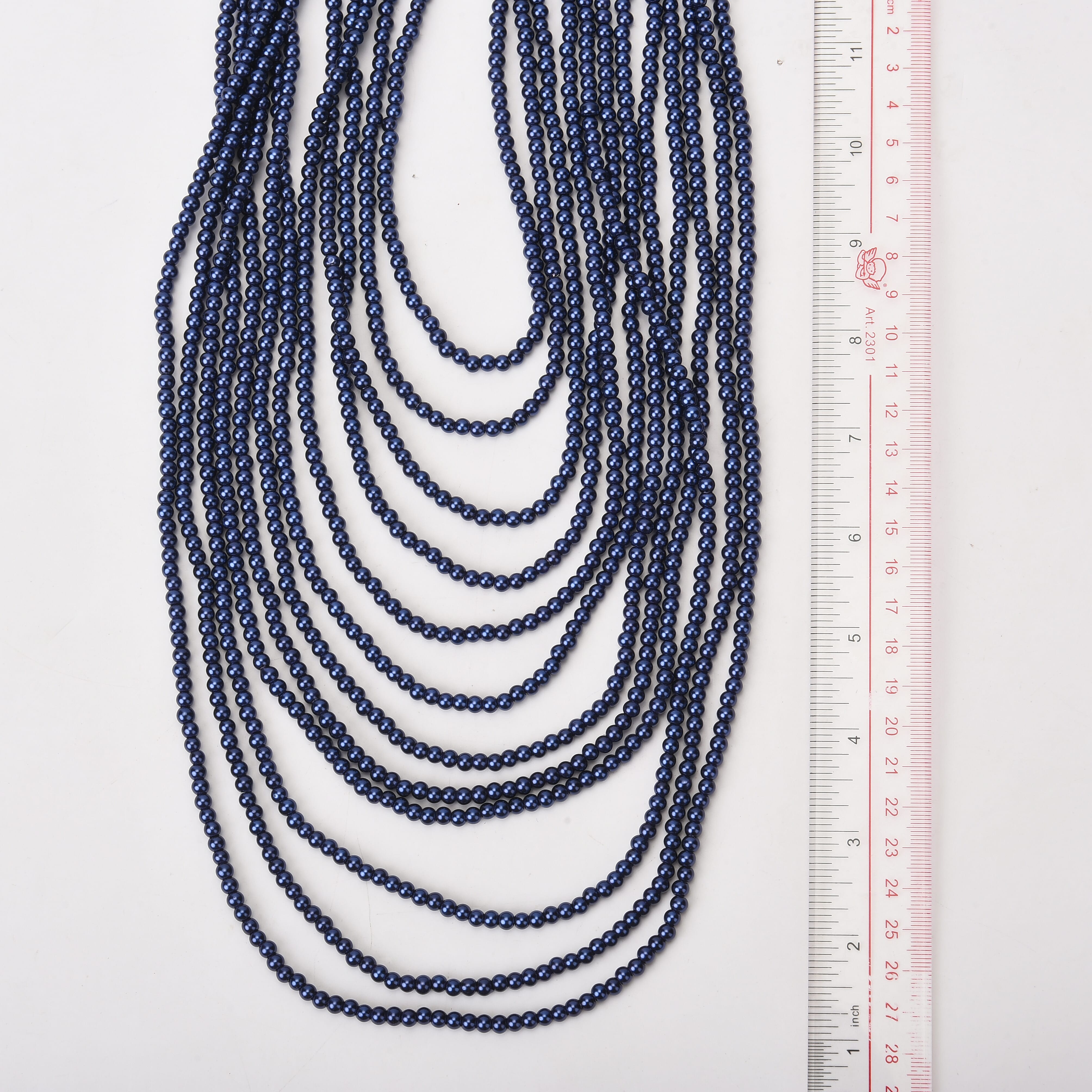 Simulated Pearl Multi Strand Necklace in Silvertone Necklace| Tahitian Color Multi Layered Necklace| Multi Strand Necklace   (21-24 Inches)