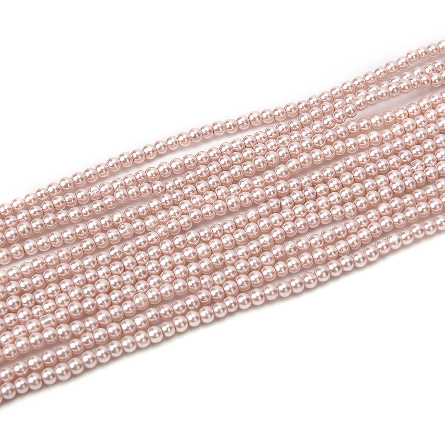 Simulated Pearl Multi Strand Necklace in Silvertone Necklace| Peach Multi Layered Necklace| Multi Strand Necklace   (21-24 Inches)