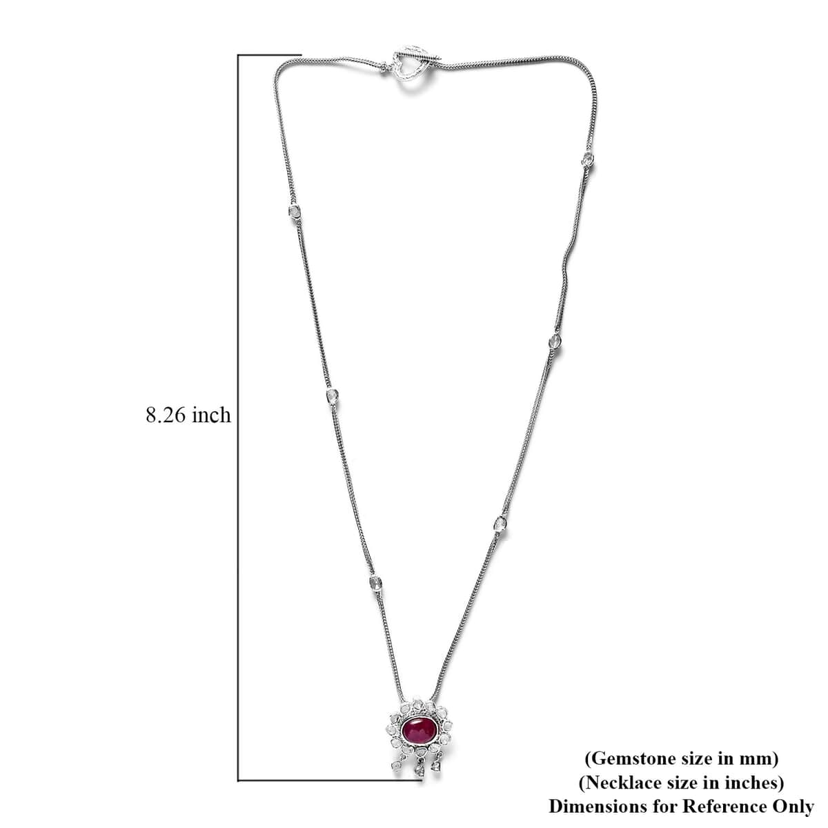 Niassa Ruby (FF) Carved and Polki Diamond Floral Necklace 20 Inches in Rhodium Over Sterling Silver 6.35 ctw image number 3