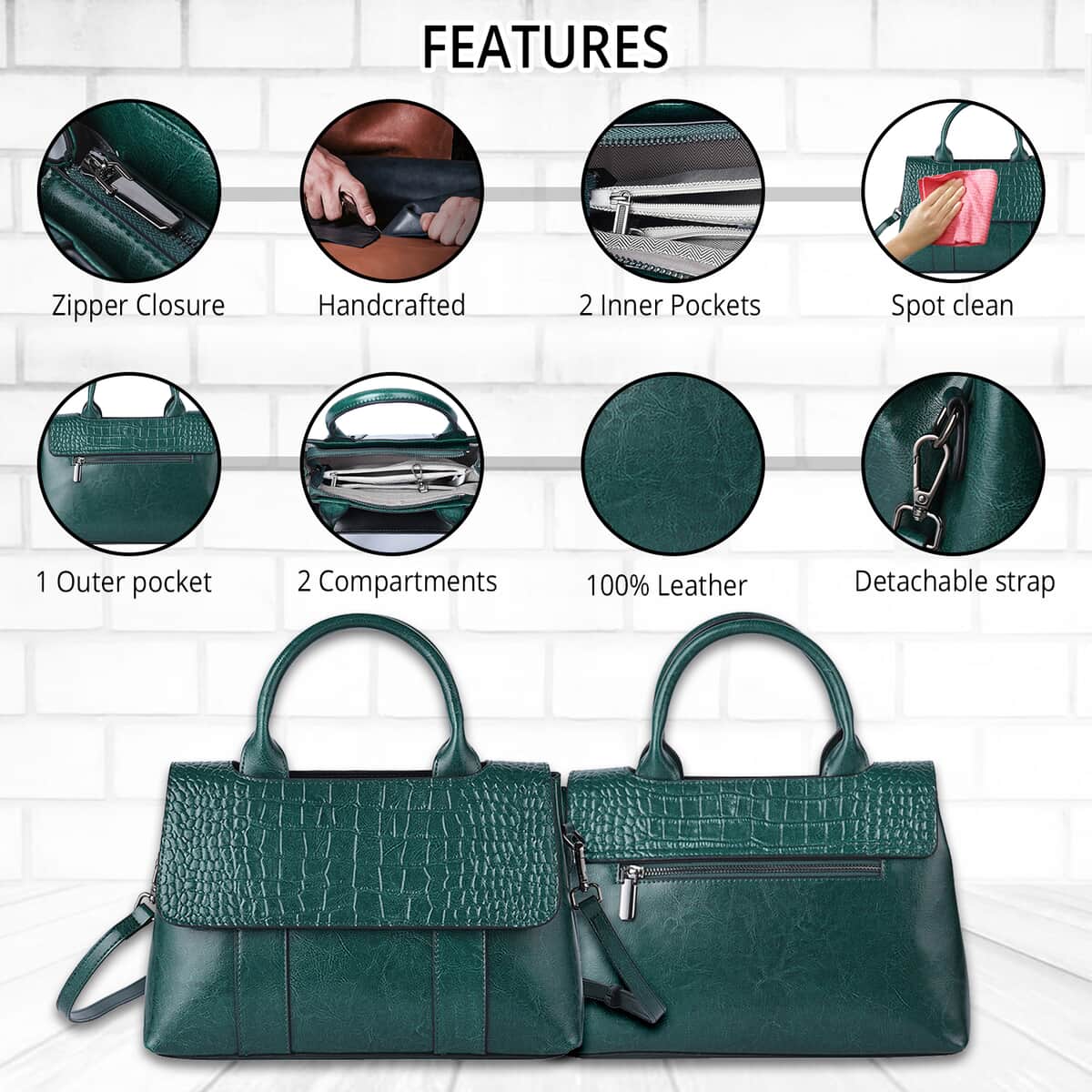 Crocodile Embossed Shoulder Tote Bag With Inner Pouch