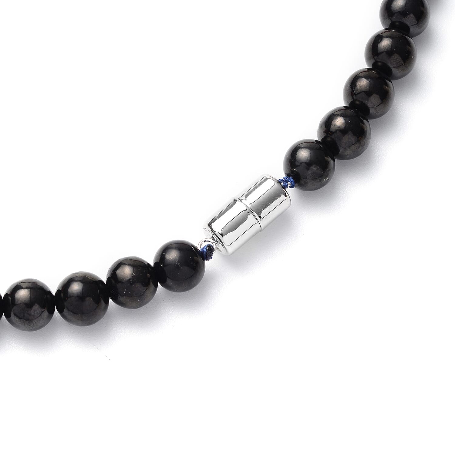Hematite Carved, Shungite, Red Lepidisis Olapa and Lapis Beaded Necklace with Lion Pendant 18 Inches in Rhodium Over Sterling Silver 446.50 ctw
