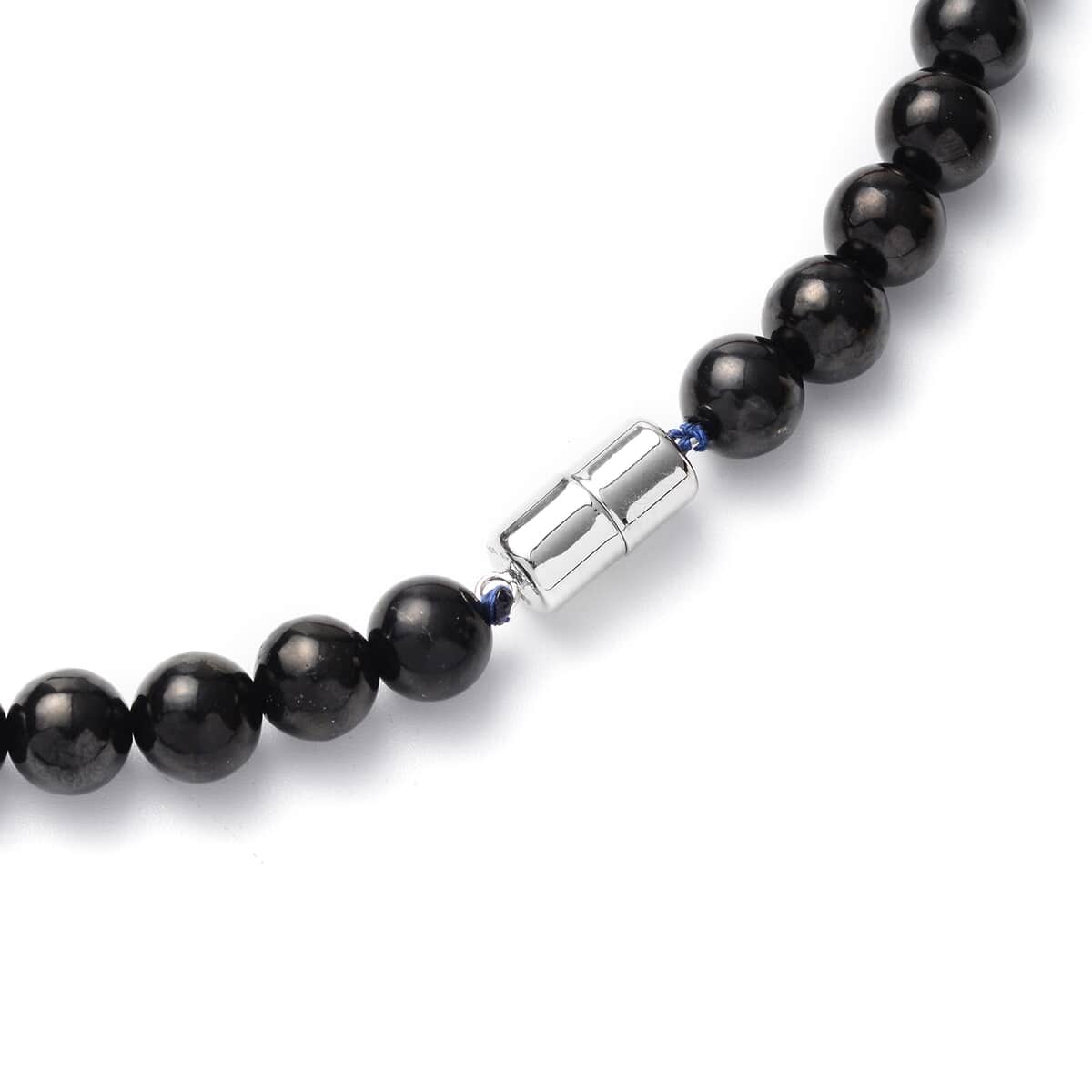 Hematite Carved, Shungite, Red Lepidisis Olapa and Lapis Beaded Necklace with Lion Pendant 18 Inches in Rhodium Over Sterling Silver 446.50 ctw image number 4