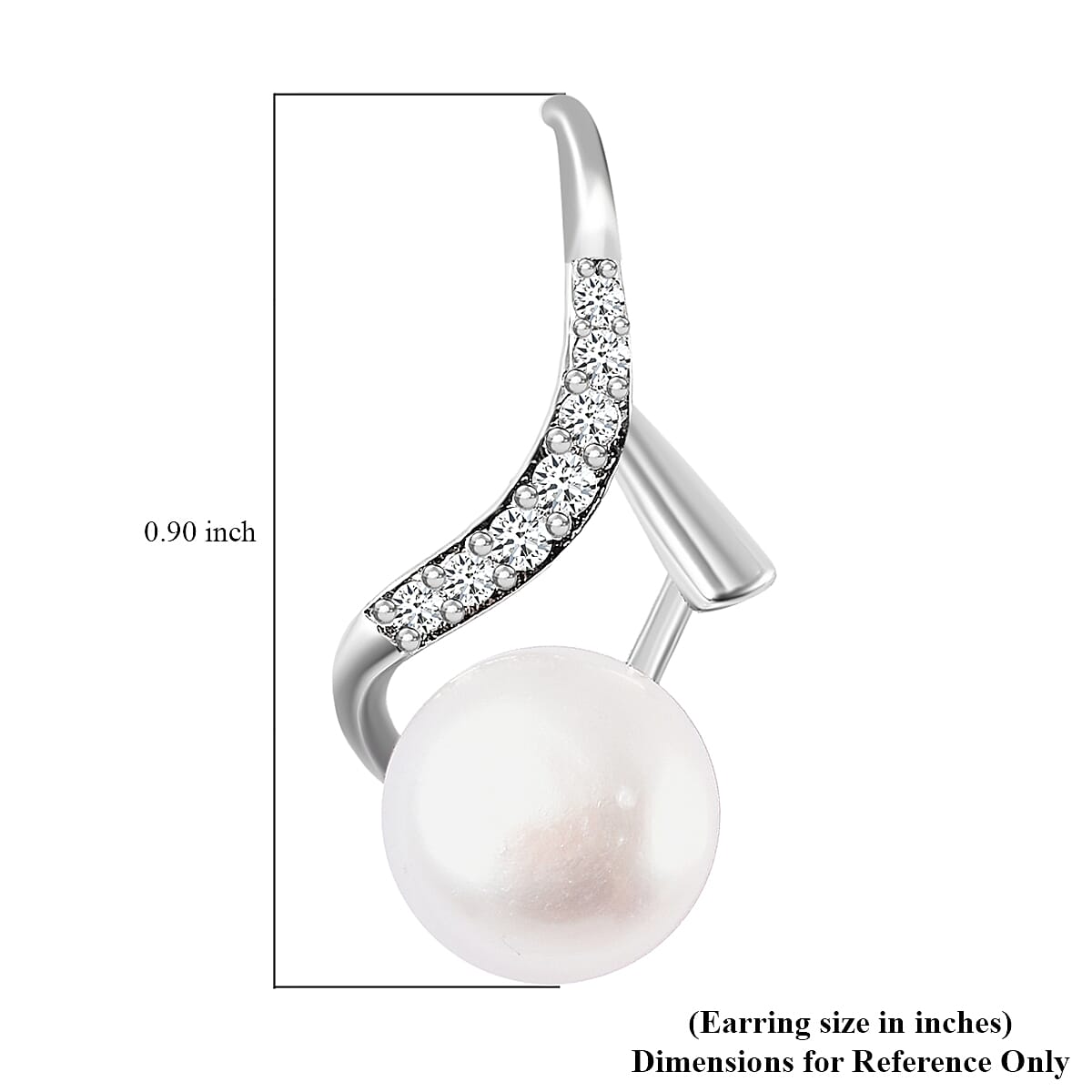White Freshwater Pearl and Simulated Diamond Earrings in Silvertone