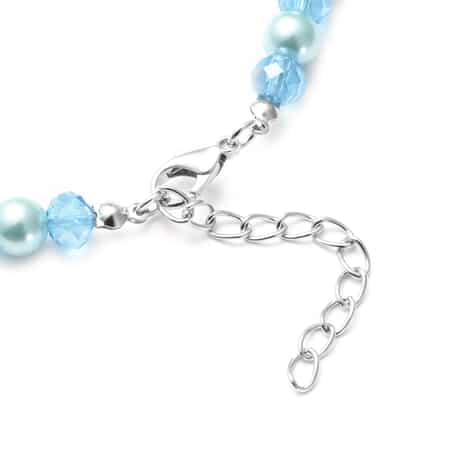 Simulated Blue Pearl and Glass Beaded Necklace 20-22 Inches in Silvertone image number 3