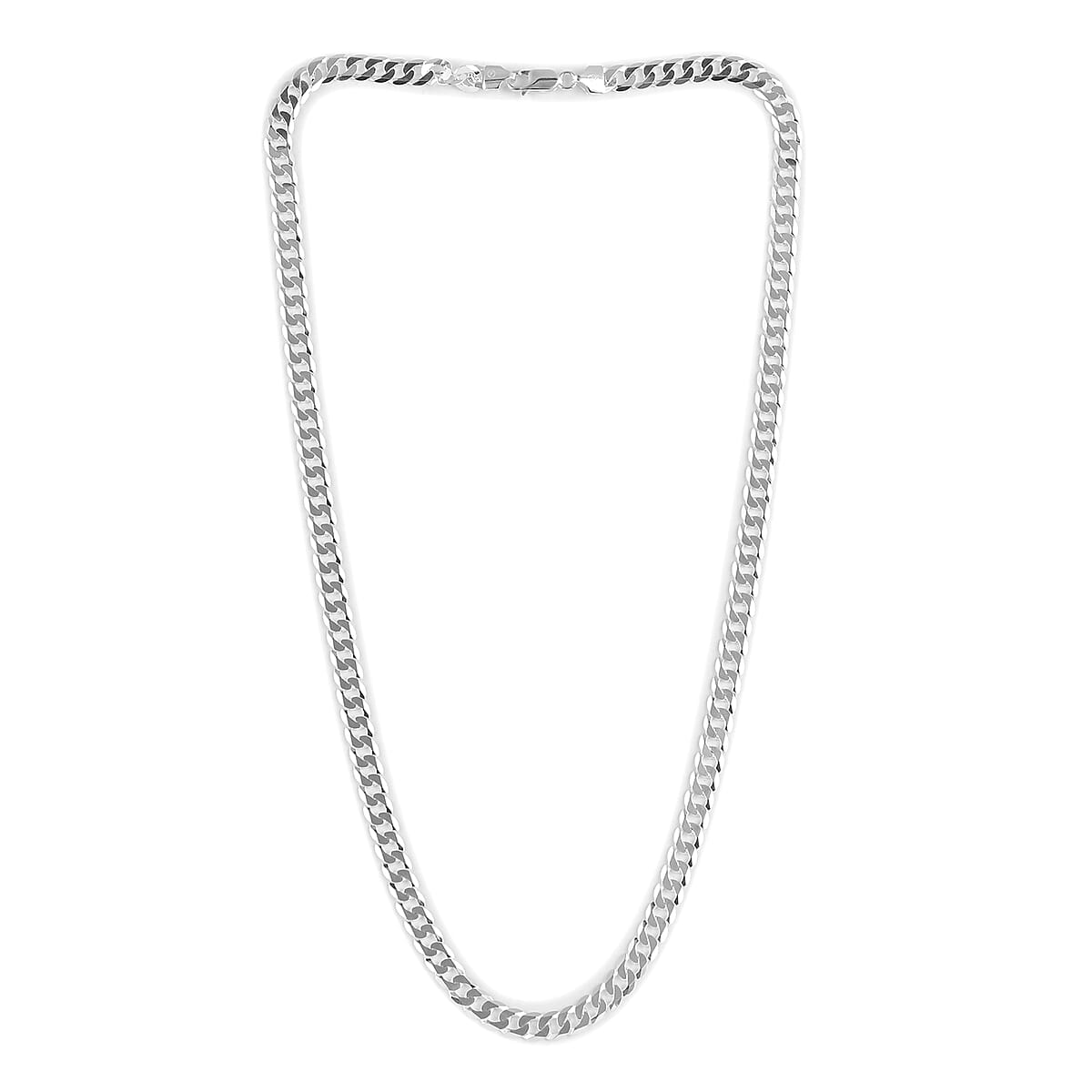 Italian Curb Chain Necklace 24 Inches in Sterling Silver 26.70 Grams image number 1