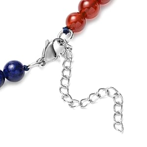 Multi Gemstone 152.00 ctw Beaded Necklace with Crystal Drop in Stainless Steel 18-20 Inches