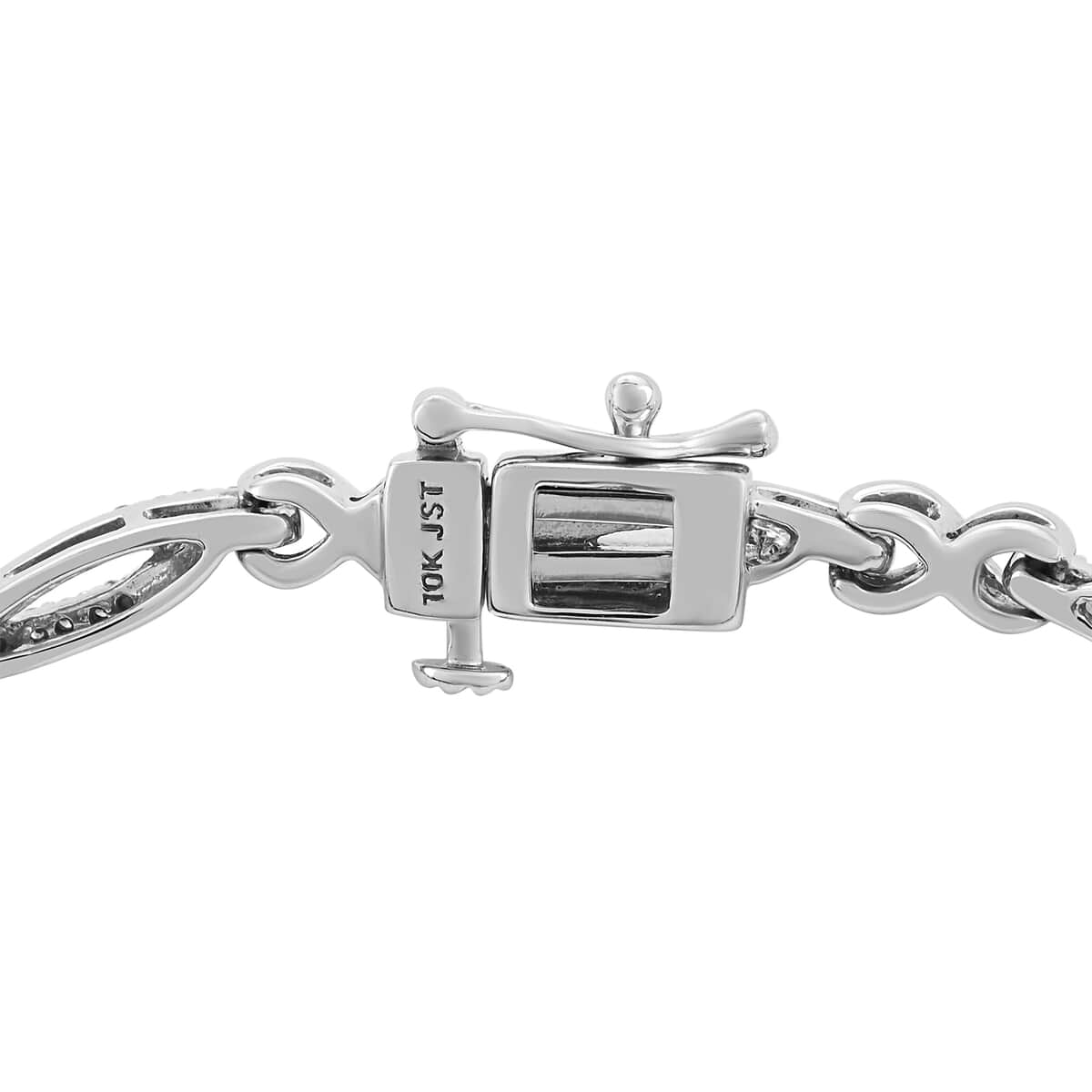 NY Closeout 10K White Gold G-H I3 Diamond Swirl Infinity Link Bracelet (7.25 In) 8.20 Grams 1.00 ctw image number 2