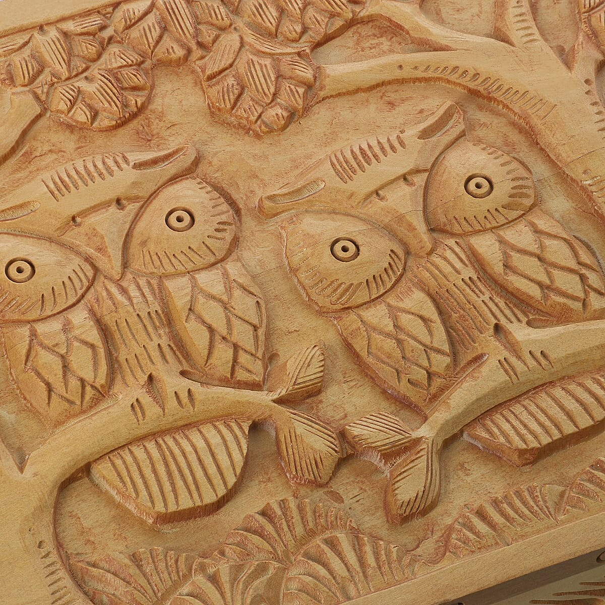 Handmade, Scratch Resistant, Natural Wooden, Hand carved Owl Engraved Storage Box For Jewelry, Keepsake image number 6