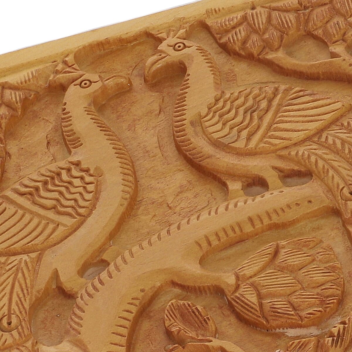 Handmade, Scratch Resistant, Natural Wooden, Hand Carved Peacock Engraved Storage Box For Jewelry, Keepsake image number 5