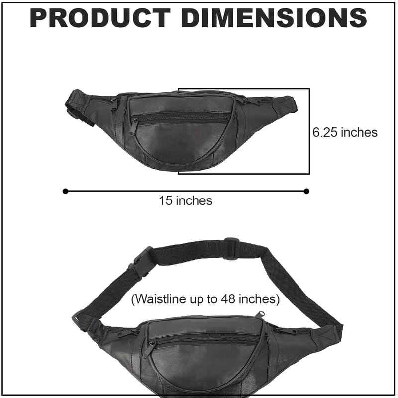 Newage Black 100% Genuine Leather RFID Fanny Bag