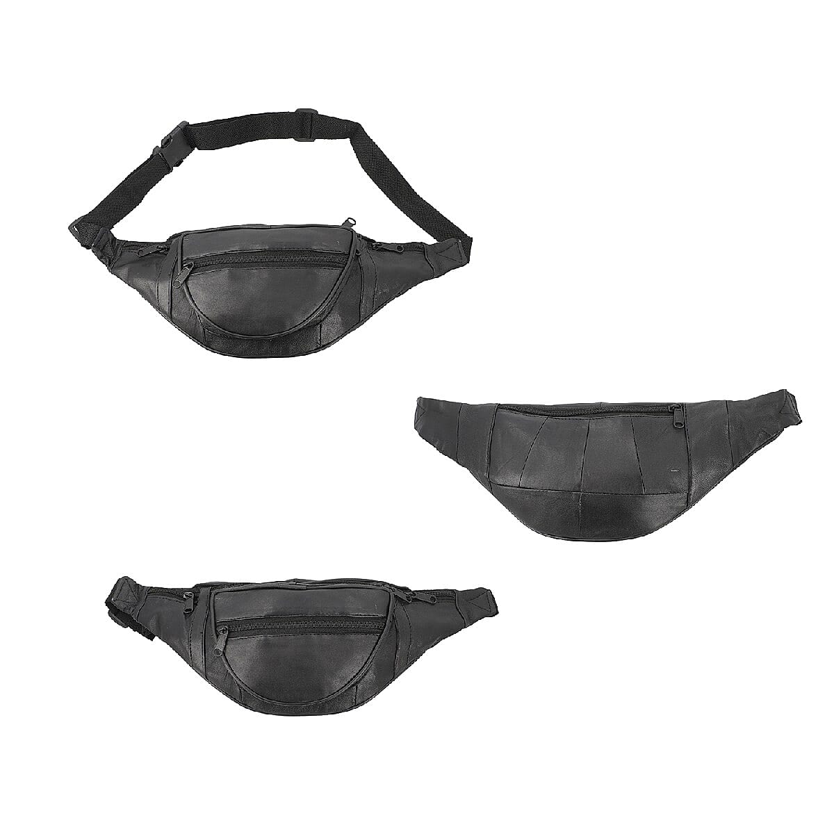 Newage Black 100% Genuine Leather RFID Fanny Bag