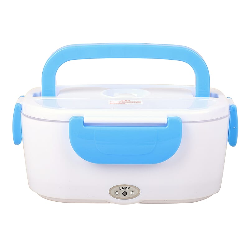 White & Blue Portable Electric Heating Lunch Box - 50W , Best Electric Heating Lunch Box , Bento Hot Heated Lunch Box , Best Lunch Box to Keep Food Hot