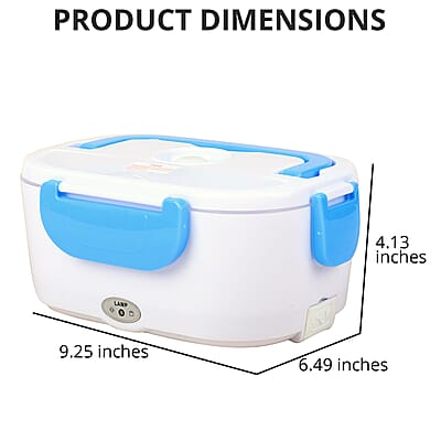 White & Blue Portable Electric Heating Lunch Box - 50W , Best Electric Heating Lunch Box , Bento Hot Heated Lunch Box , Best Lunch Box to Keep Food Hot