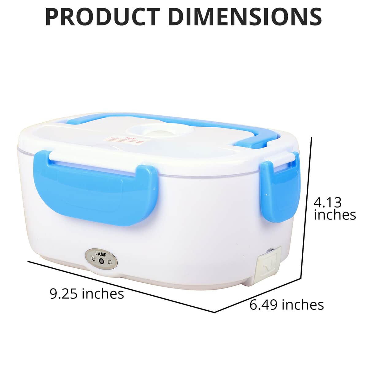 White & Blue Portable Electric Heating Lunch Box (50W) (9.25x6.49x4.13) image number 3