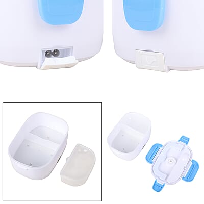 White & Blue Portable Electric Heating Lunch Box - 50W , Best Electric Heating Lunch Box , Bento Hot Heated Lunch Box , Best Lunch Box to Keep Food Hot