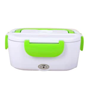 White & Green Portable Electric Heating Lunch Box - 50W , Best Electric Heating Lunch Box , Bento Hot Heated Lunch Box , Best Lunch Box to Keep Food Hot