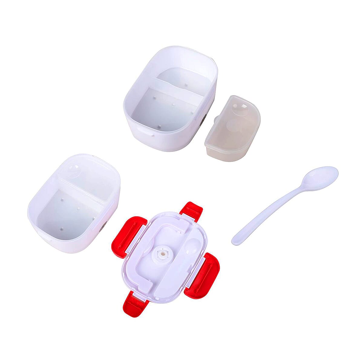 White & Red Electric Portable Heating Lunch Box - 50W , Best Electric Heating Lunch Box , Bento Hot Heated Lunch Box , Best Lunch Box to Keep Food Hot image number 5