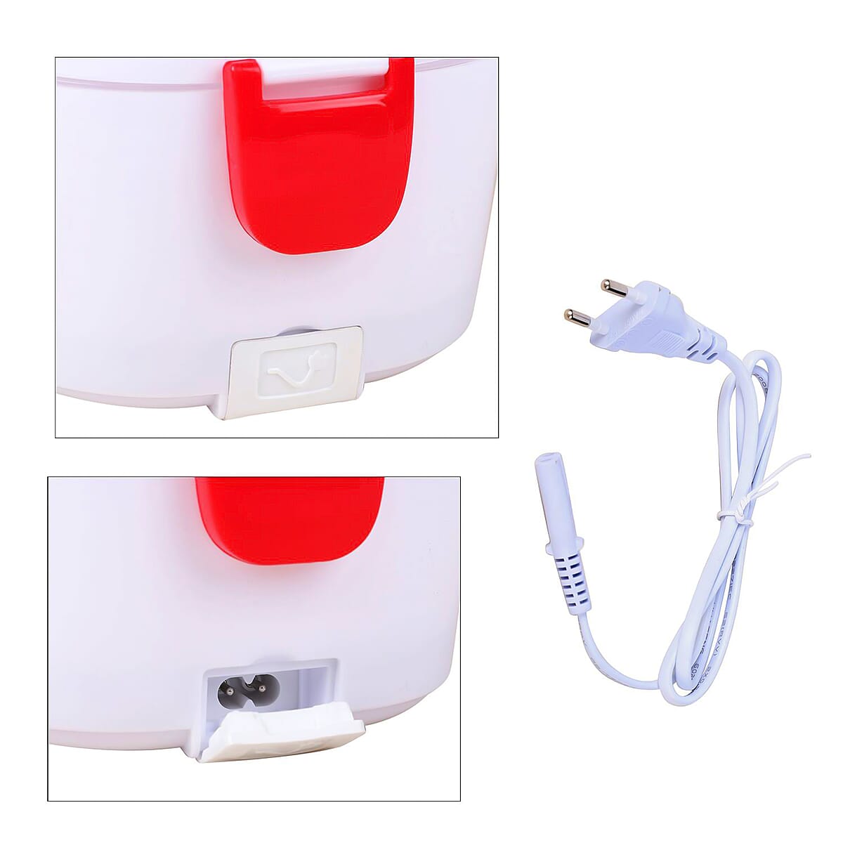 White & Red Electric Portable Heating Lunch Box - 50W , Best Electric Heating Lunch Box , Bento Hot Heated Lunch Box , Best Lunch Box to Keep Food Hot image number 6