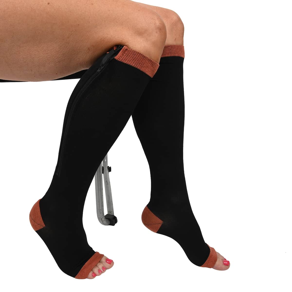 TOTAL VISION Copper Zipper Compression Socks - S/M image number 0