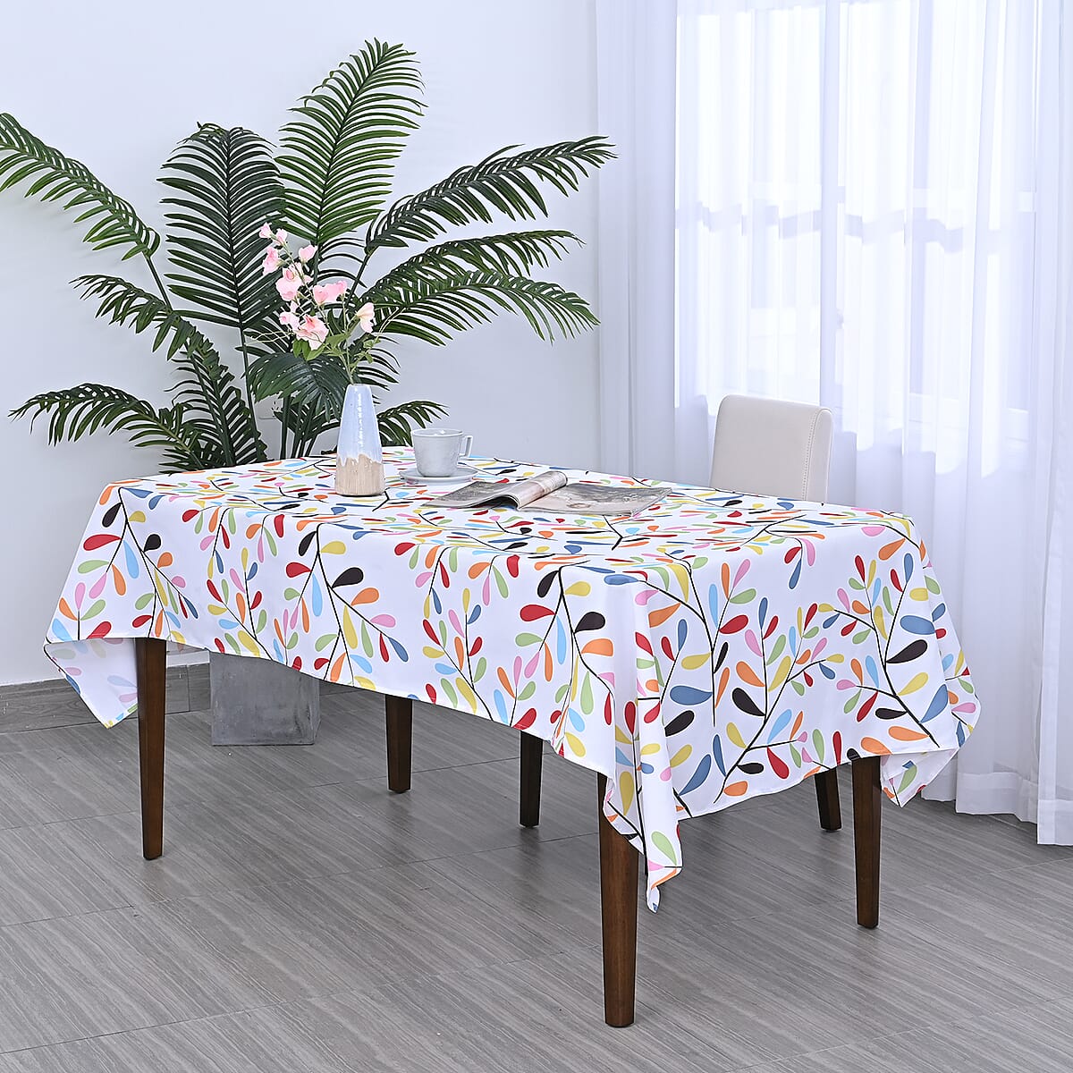 HOMESMART Multi Color Leaves Pattern Tablecloth (55"X86") image number 0