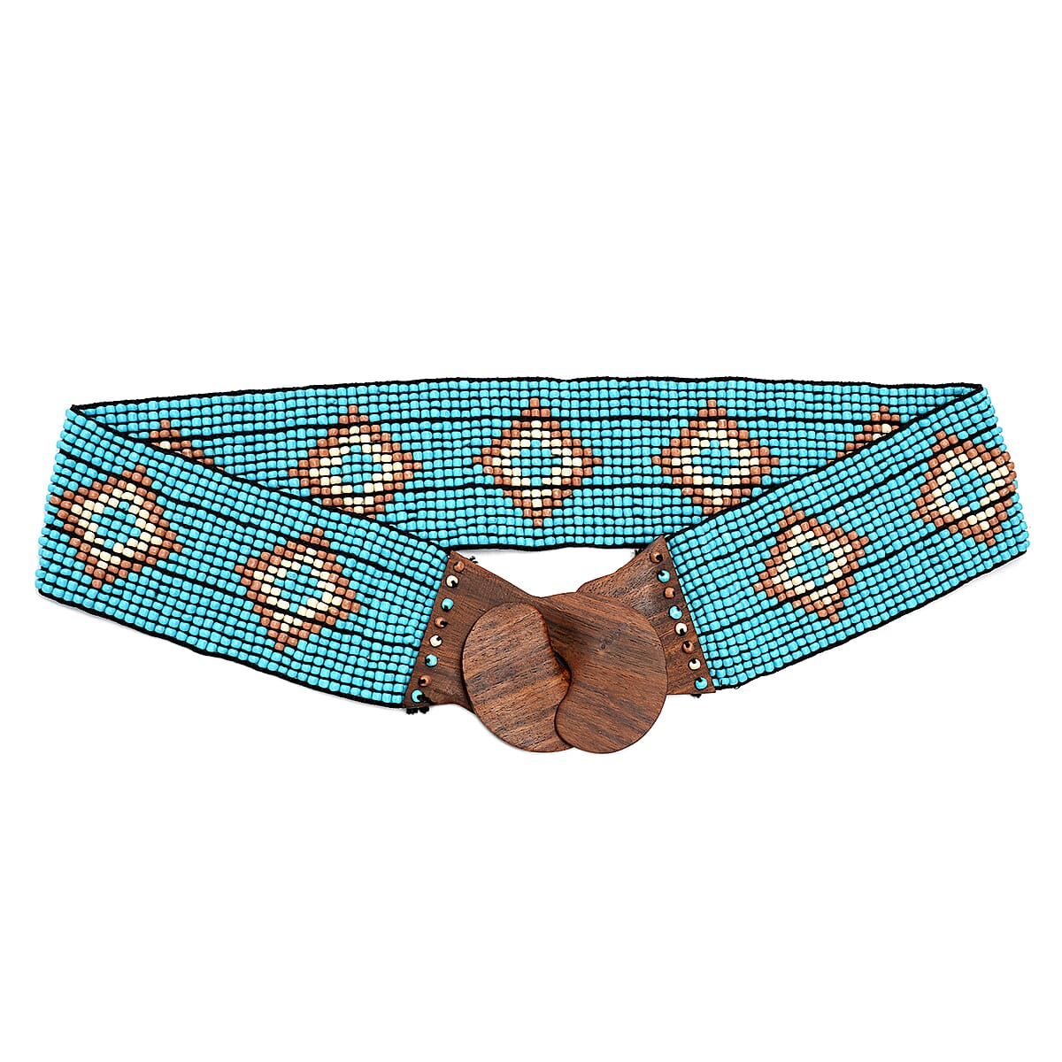 Buy Handcrafted Turquoise Southwestern Seed Beaded Stretch  display picture 2
