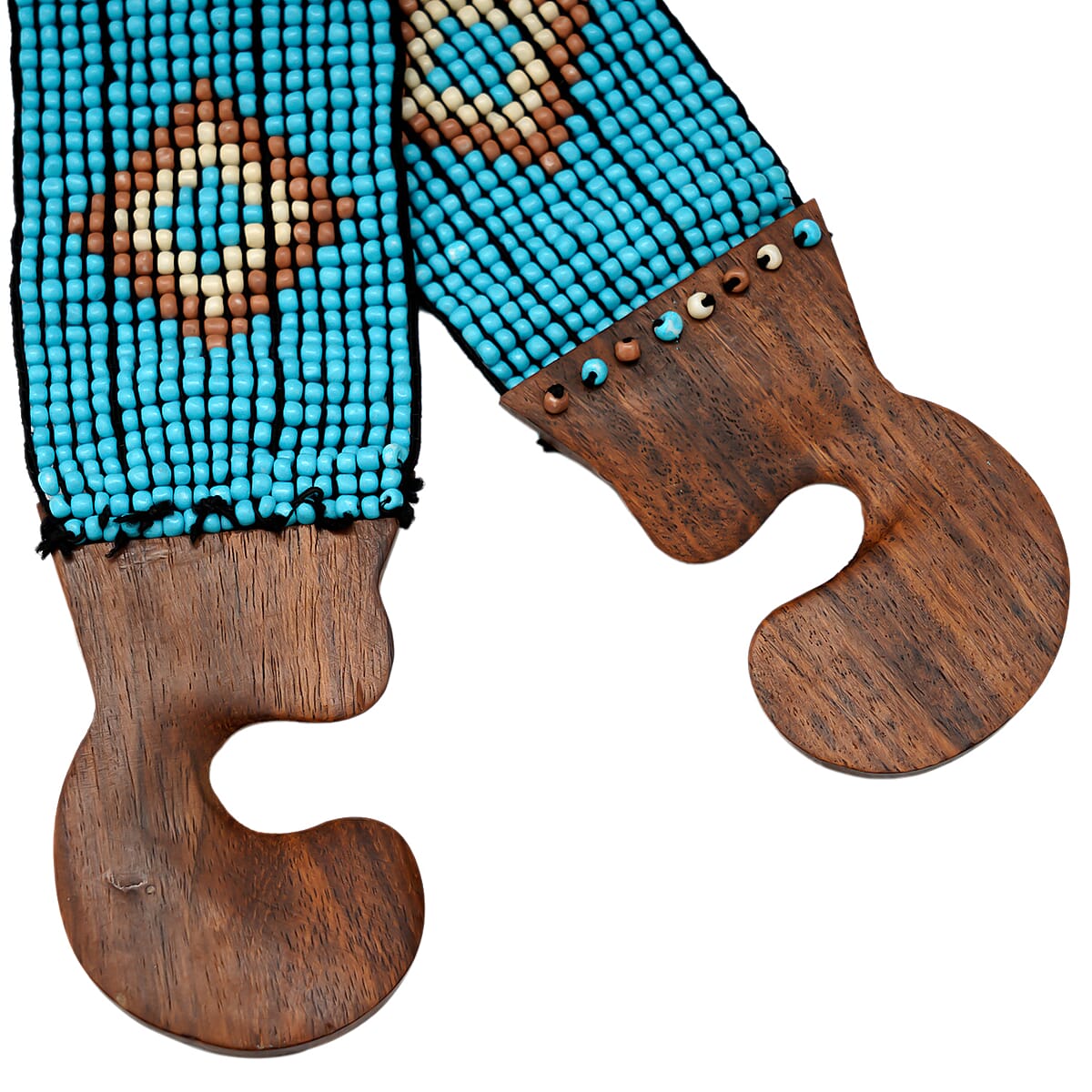 Turquoise Woven Stretch Belt with Decorative Wooden Buckle Belt, A Vintage, Buckle, Cast, Turquoise, Hallmark, Vintage, 681 main image 2