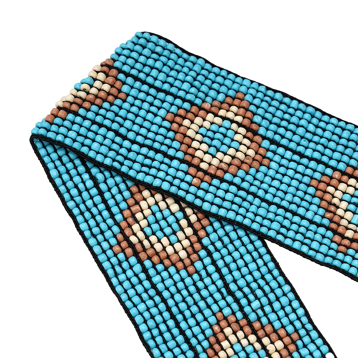 Turquoise Woven Stretch Belt with Decorative Wooden Buckle Belt, A Vintage, Buckle, Cast, Turquoise, Hallmark, Vintage, 681 main image 3