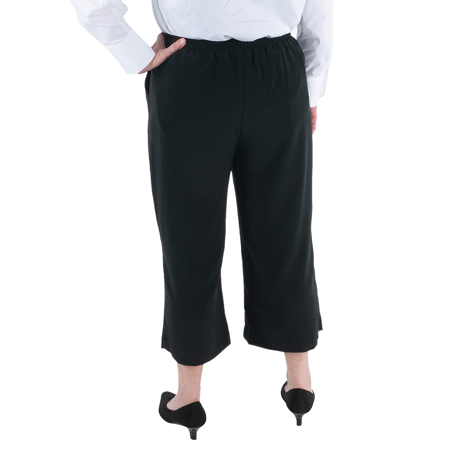 DUBGEE by Whoopi Goldberg Black Wide Leg Crop Pant with Pockets - L