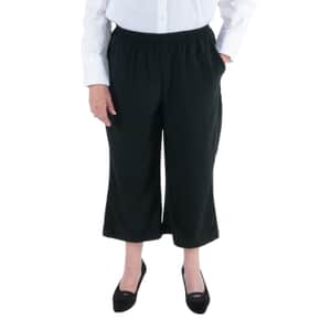 DUBGEE by Whoopi Goldberg Black Wide Leg Crop Pant with Pockets - L