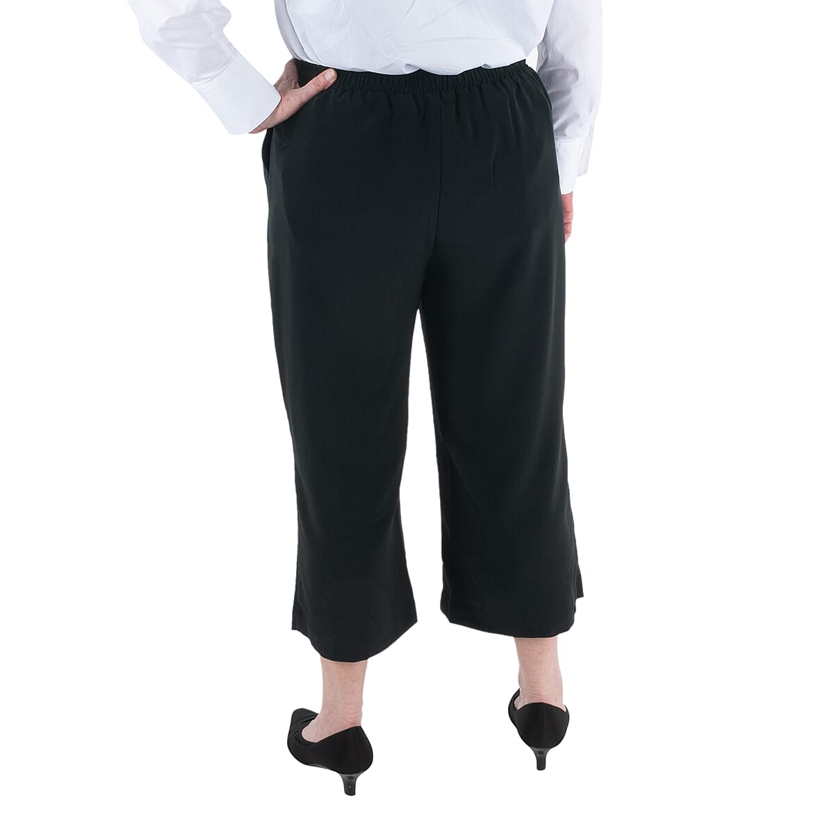 DUBGEE by Whoopi Goldberg Black Wide Leg Crop Pant with Pockets - 3X image number 1