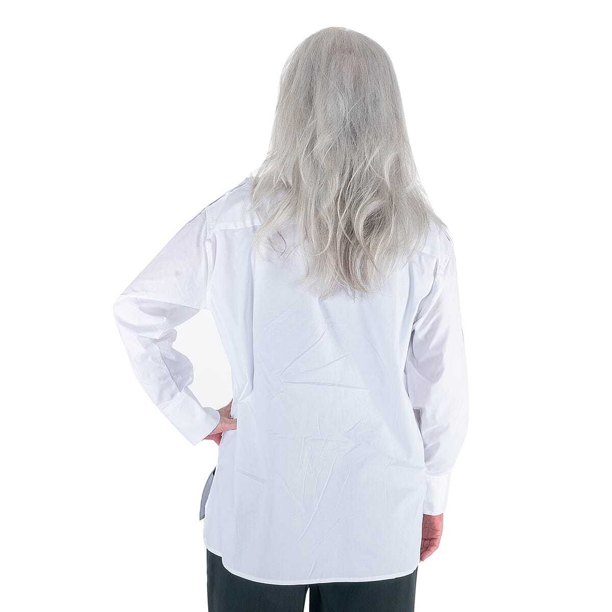 DUBGEE by Whoopi Goldberg White Woven Button-up Shirt with Button Trim Sleeves - 2X image number 1