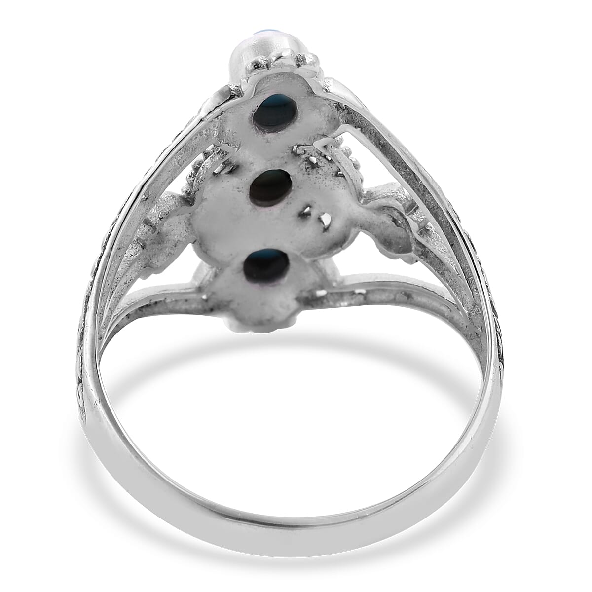 Bali Legacy AMERICAN Natural Sleeping Beauty Turquoise 3 Stone Ring in Sterling Silver (Size 8.0) 1.50 ctw