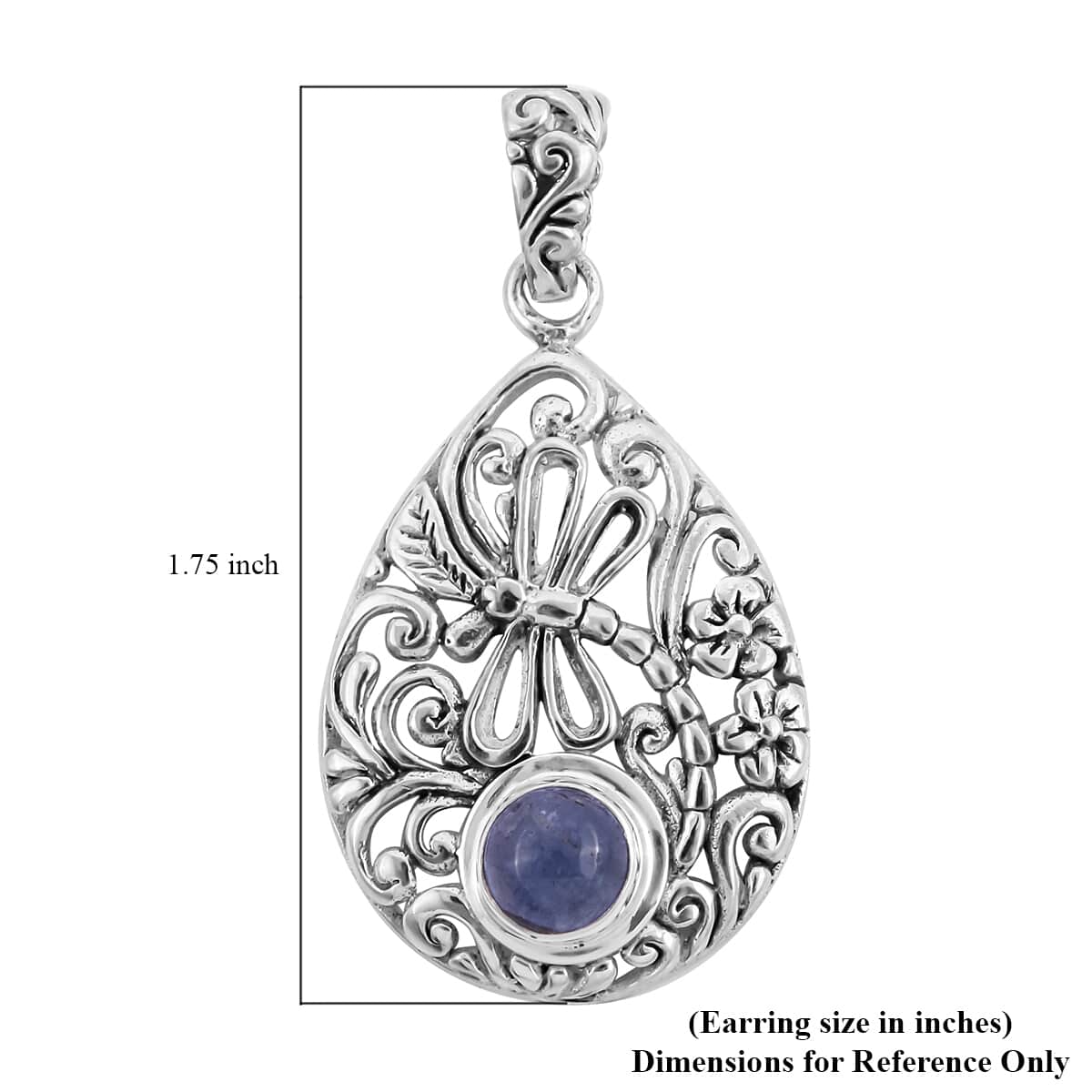 Bali Legacy Tanzanite Dragonfly Pendant in Sterling Silver 1.90 ctw image number 4