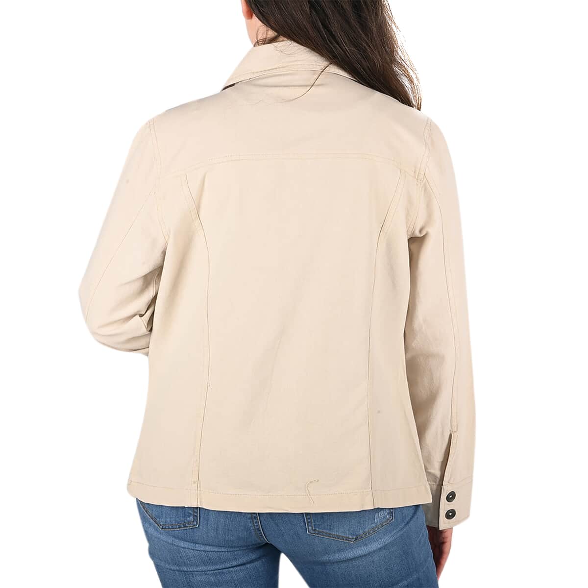 PASSAGE Ivory Canvas Button Front Utility Style Jacket - XL image number 1
