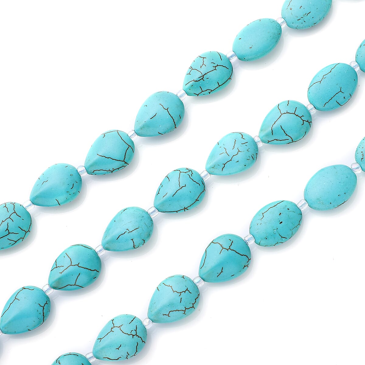 Blue Howlite and Simulated Aurora Borealis Mystic Topaz Three Row Beaded Necklace 18 Inches in Silvertone 532.50 ctw image number 3