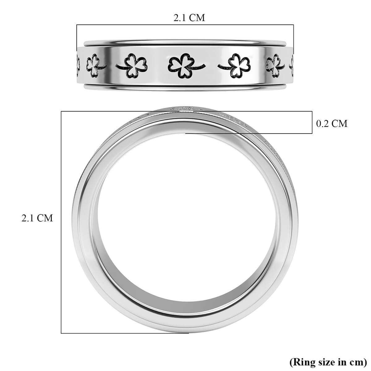 Clover Leaf Sterling Silver Spinner Ring, Anxiety Ring for Women, 925 Sterling Silver Spinner Ring, Fidget Rings for Anxiety for Women, Stress Relieving Anxiety Ring image number 8