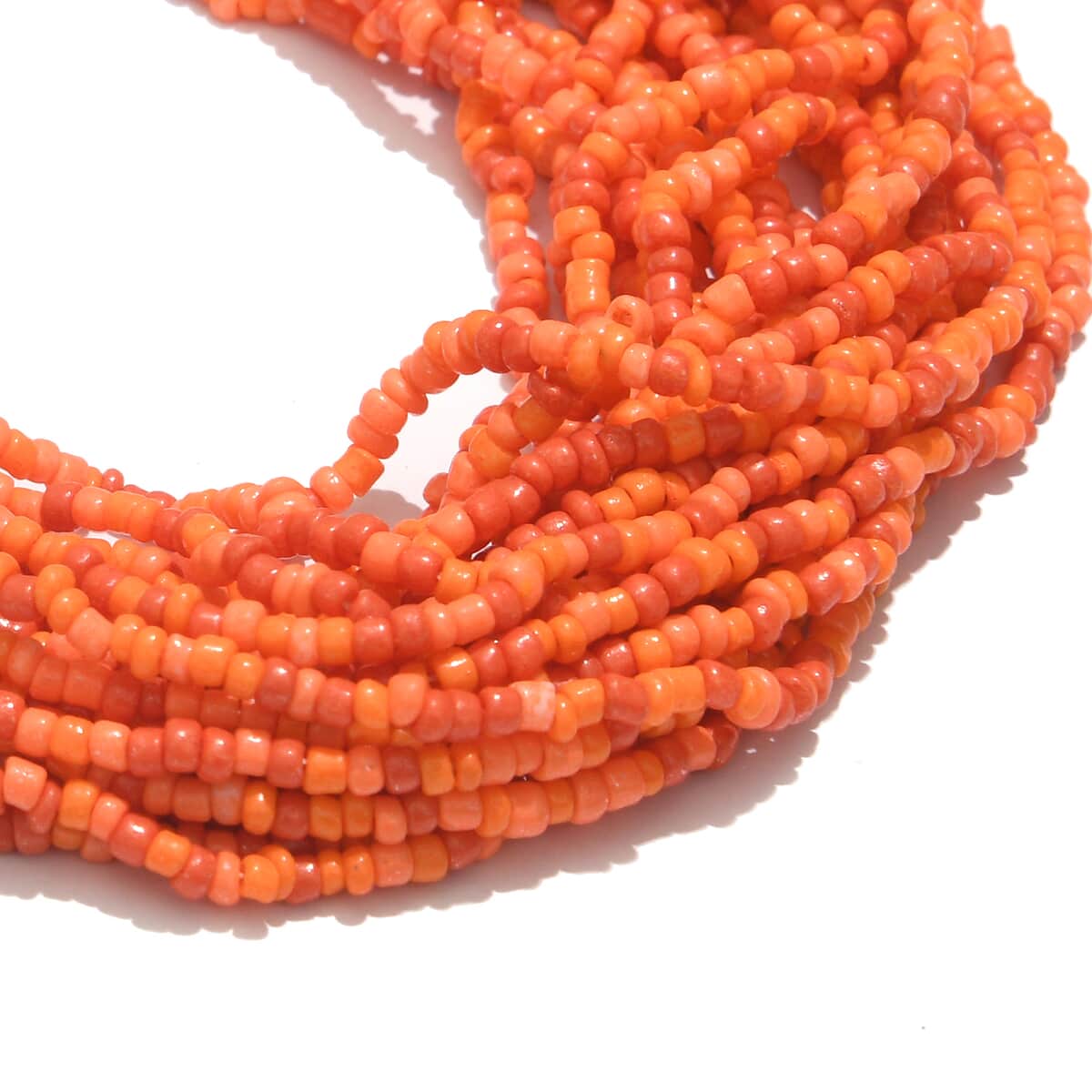 Orange Seed Beaded Multi Strand Necklace image number 2