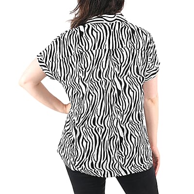 Black Zebra Print 100% Polyester Top - Large