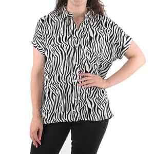 Black Zebra Print 100% Polyester Top - Medium